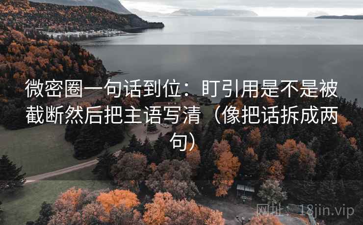 微密圈一句话到位：盯引用是不是被截断然后把主语写清（像把话拆成两句）